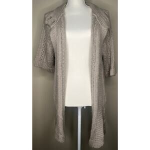 Chico's women's open front cardigan knit sweater 3/4 sleeves two button 3